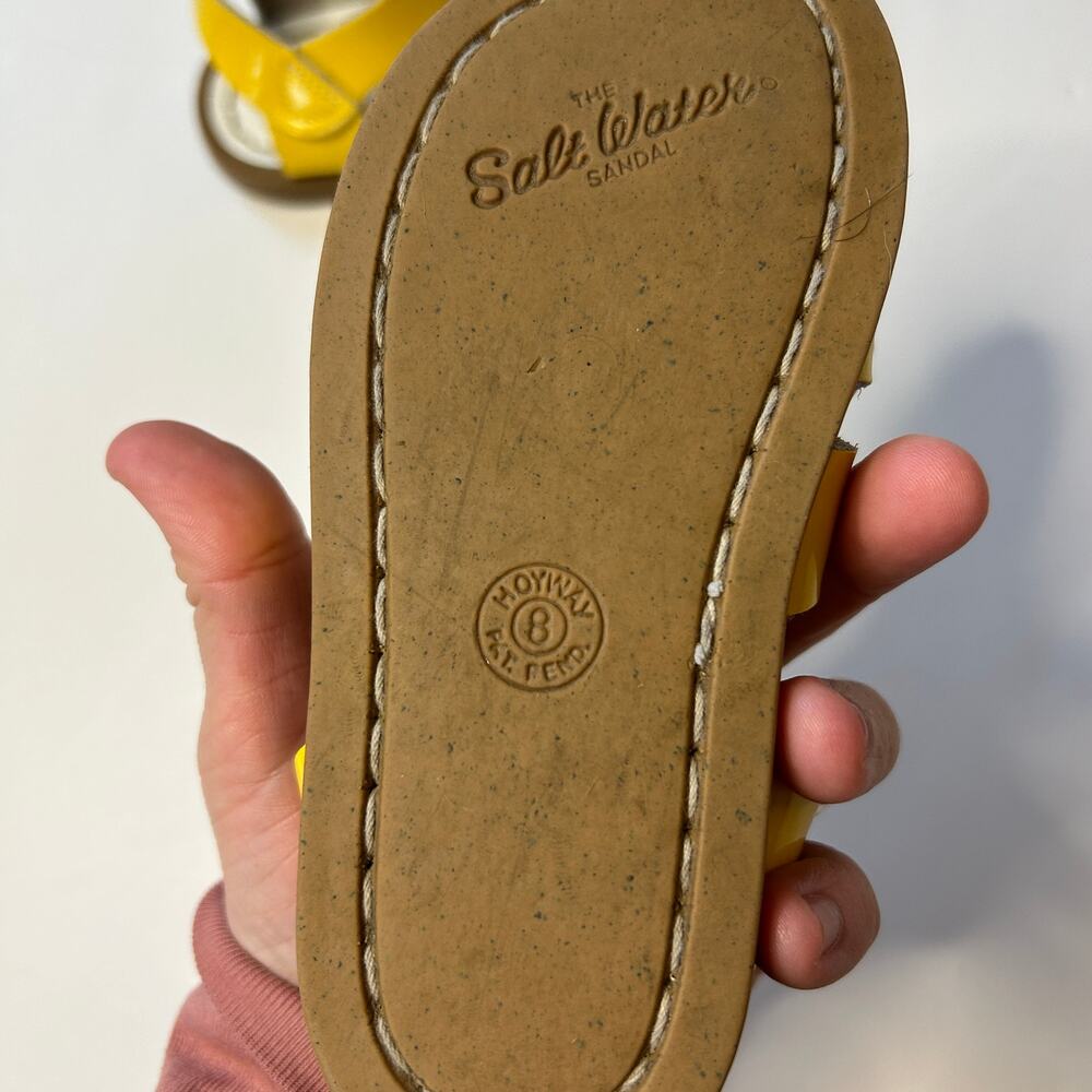 Salt Water Yellow Leather Sandals 8Y - Picture 4 of 5